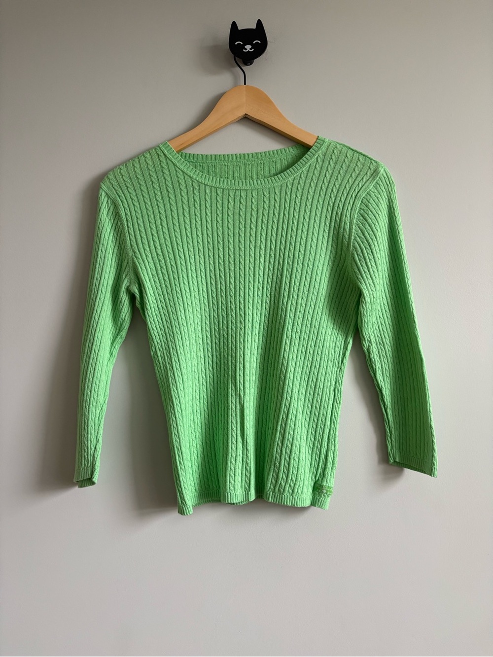 Vintage Polo Jeans Co. Ralph Lauren Green Cable Knit Sweater - Picture 2 of 7